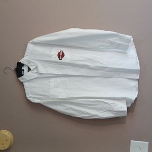 Harley DAVIDSON LARGE LONG SLEEVE WHITE BUTTON UP SHIRT EUC WORN ONLY ONE TIME!